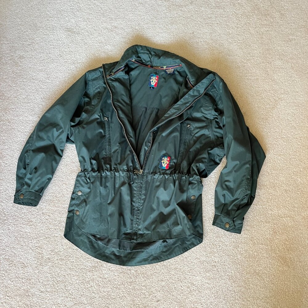 Vintage Windbreaker, Sunice Green Utility Coat, Large, Unisex Fall Jacket